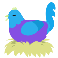 free, a blurple and sky chicken with a head pattern