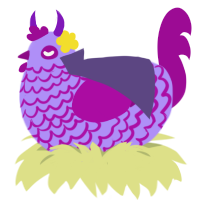 keqing, a lilac and plum chicken with a lace pattern