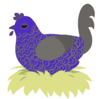 A indigo and grey chicken with a double-lace pattern