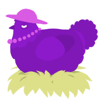 A violet chicken with a head pattern