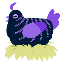 A tumblr and blurple chicken with a half-bar pattern