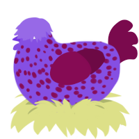A blurple and wine chicken with a speckle pattern