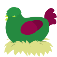 A viridian and maroon chicken