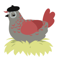 A ash and red chicken with a half-lace pattern