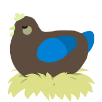 A bark and sapphire chicken