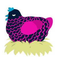 A tumblr and fuchsia chicken with a lace pattern