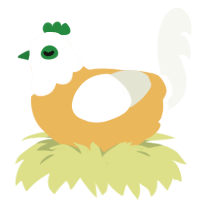 Tamago, a honey and white chicken with a head pattern