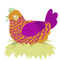 A orange and plum chicken with a lace pattern
