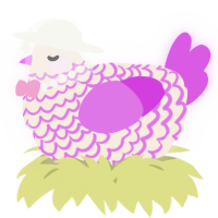 A cream and orchid chicken with a lace pattern