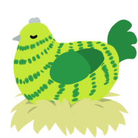 zested, a lime and viridian chicken with a bar pattern