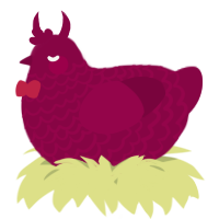 A maroon chicken with a lace pattern