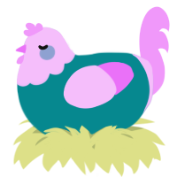 A teal and lavender chicken with a head pattern