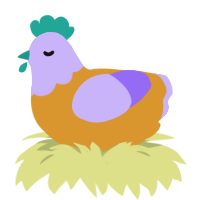 A orange and lilac chicken with a head pattern