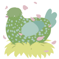 A grass and mint chicken with a speckle pattern