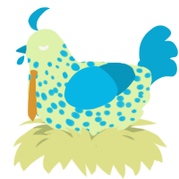 Dan, a apple and cerulean chicken with a speckle pattern
