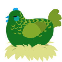 A leaf and chartreuse chicken with a half-lace pattern