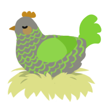 A ash and grass chicken with a lace pattern