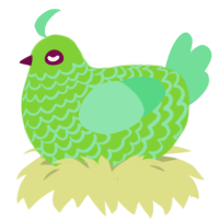 Slimer, a grass and spring chicken with a lace pattern