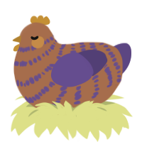 Chicken Named Finger, a brown and overcast chicken with a bar pattern