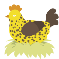 DK Hoard, a yellow and bark chicken with a speckle pattern