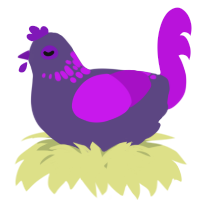 A overcast and amethyst chicken with a neck-speckle pattern