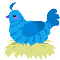 A sky and sapphire chicken with a bar pattern