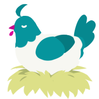 (unnamed), a white and teal chicken with a head pattern