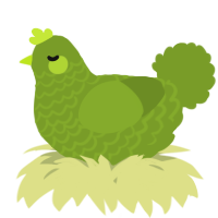 A chartreuse chicken with a lace pattern