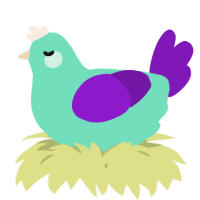 A mint and violet chicken