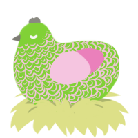 A grass and pink chicken with a double-lace pattern