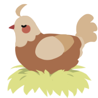 Cinnabon, a brown and beige chicken with a head pattern