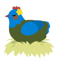 baby, a olive and sapphire chicken with a head pattern
