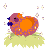 A lilac and brown chicken with a speckle pattern