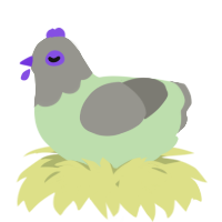 A gluppy and ash chicken with a head pattern