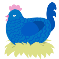 Blue Dabadedabadie, a sapphire and ultramarine chicken with a lace pattern