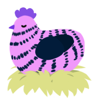 A lavender and tumblr chicken with a bar pattern