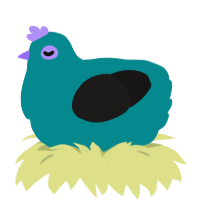 this is a surprise, a teal and sable chicken