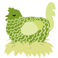 A chartreuse and lemon chicken with a lace pattern