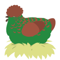 A viridian and russet chicken with a half-lace pattern