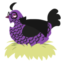 Count von Count, a violet and sable chicken with a lace pattern