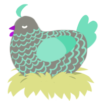 A ash and mint chicken with a lace pattern