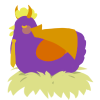 A chartreuse and sapphire chicken