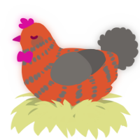 A vermilion and grey chicken with a bar pattern