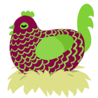 A maroon and grass chicken with a lace pattern