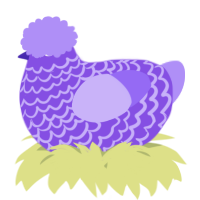 A blurple and lilac chicken with a lace pattern