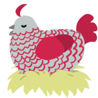 Ezio, a silver and crimson chicken with a lace pattern