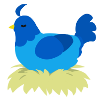 Birb Bath, a sky and ultramarine chicken with a head pattern
