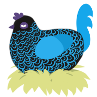 A sable and sky chicken with a double-lace pattern