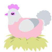 A rose and mist chicken with a head pattern