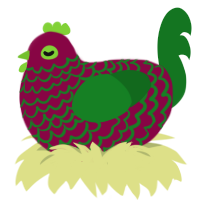A maroon and leaf chicken with a lace pattern